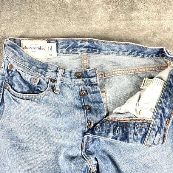 Abercrombie Kids Blue Jeans Size 14 Straight Leg 100% Cotton Denim - Picture 3 of 12